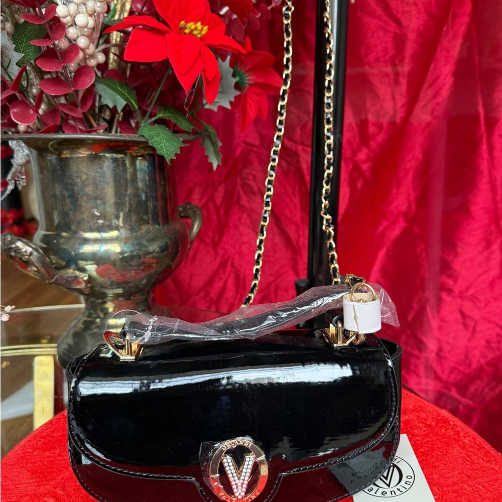 Valentino Black Patent Leather Crossbody Bag
